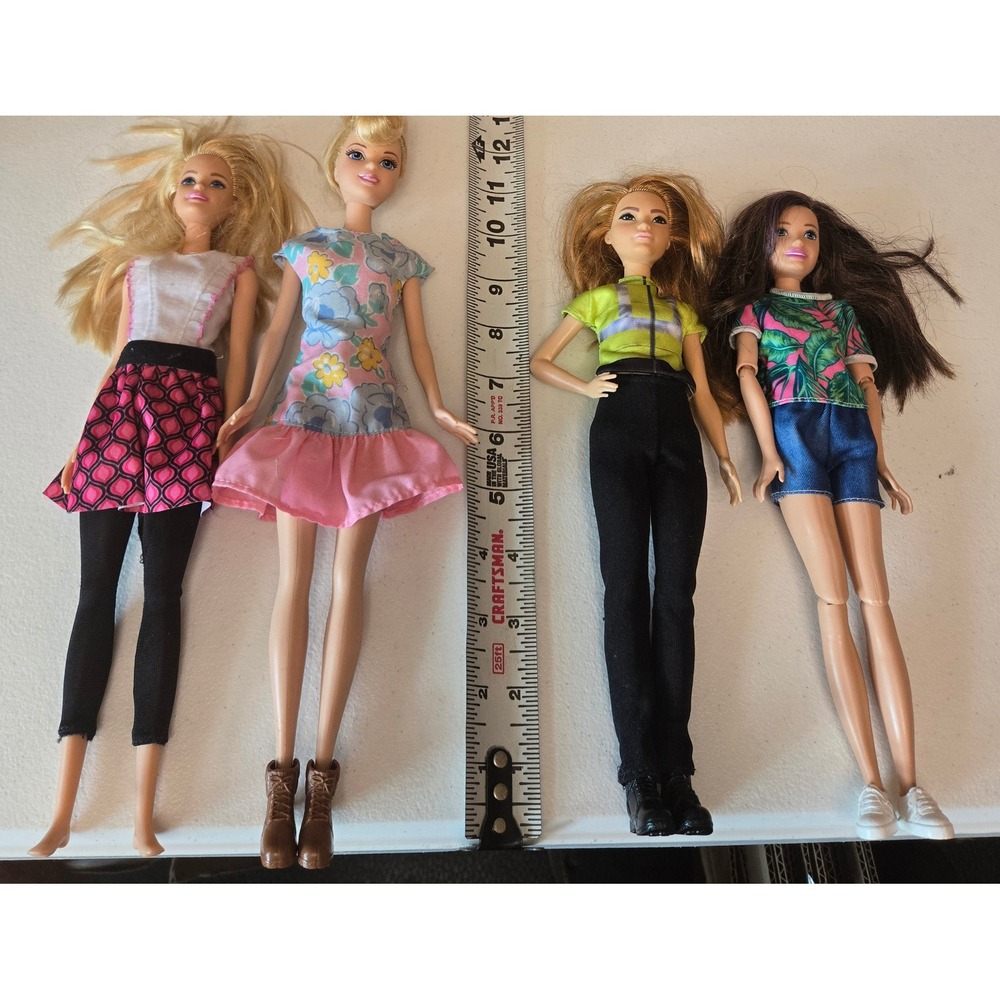 Mattel Barbie Fashion Doll Lot 4 Dressed Blonde Brunette Clothes Shoes 11.5"